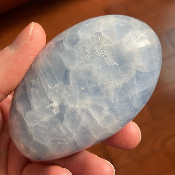 Blue Calcite Palm Stone Crystal - Picture 6 of 6